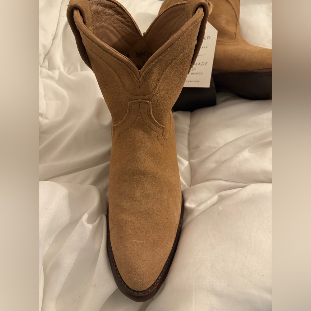 Tecovas Men's Handmade.    Suede Tan Western Boots - Picture 8 of 10